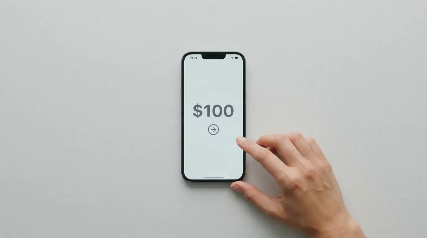 A phone showing a stablecoin transfer screen