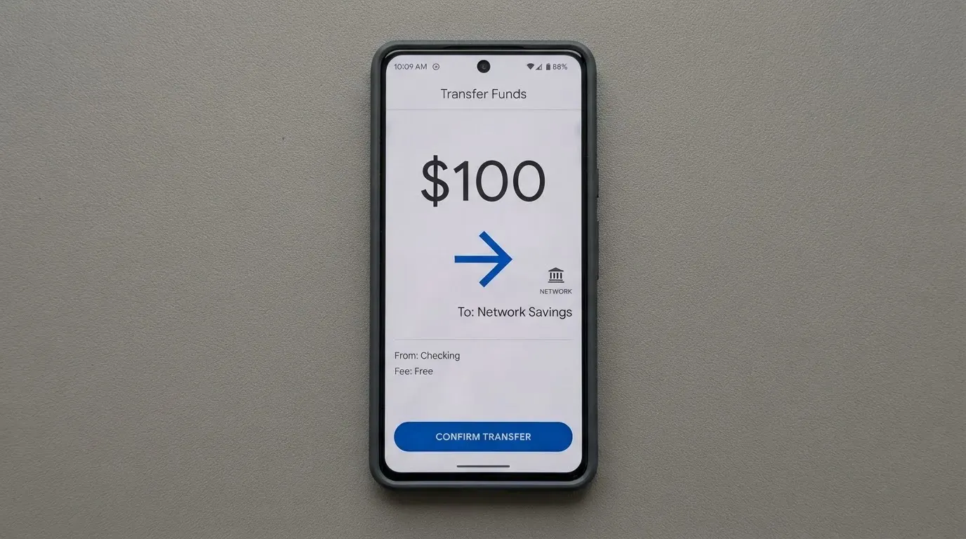 A phone showing a stablecoin transfer screen