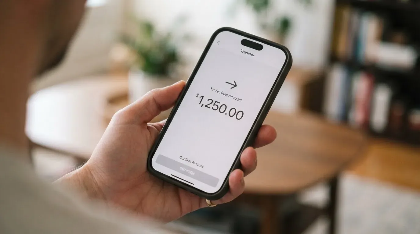 A phone showing a stablecoin transfer screen