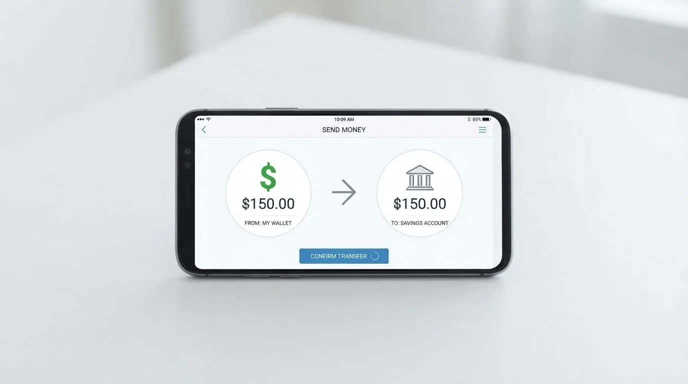 A phone showing a stablecoin transfer screen