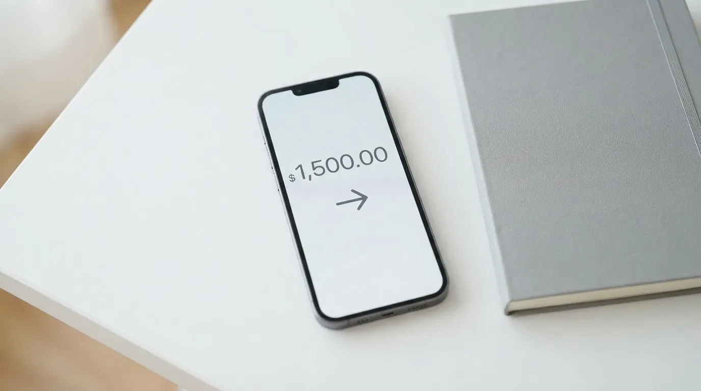 A phone showing a stablecoin transfer screen