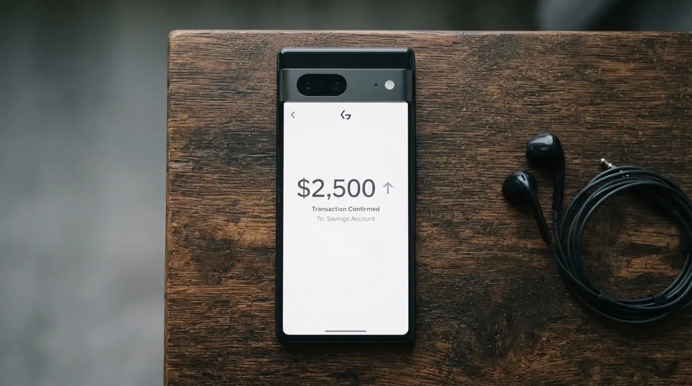 A phone showing a stablecoin transfer screen