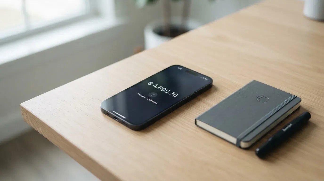 A phone showing a stablecoin transfer screen