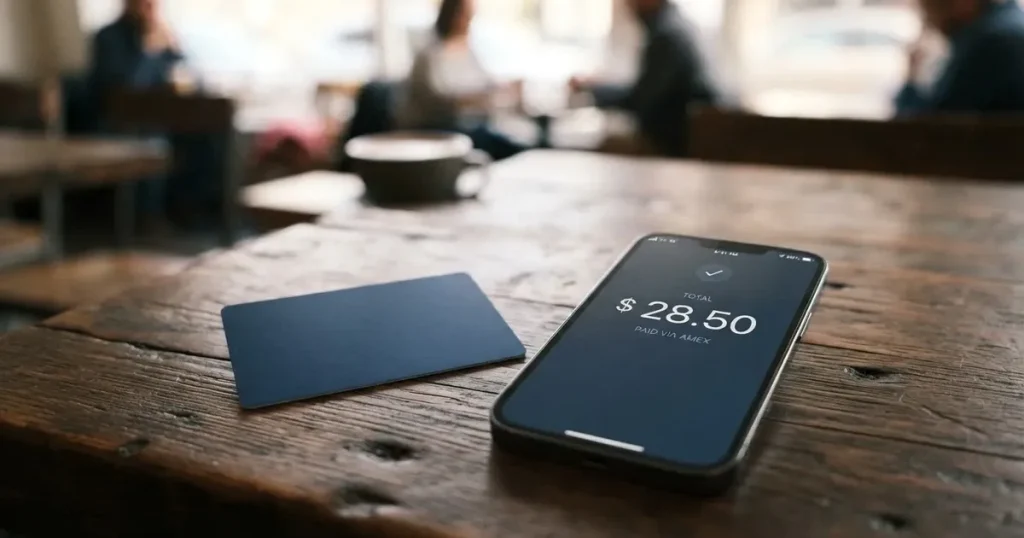 A payment card next to a phone with a crypto wallet app open