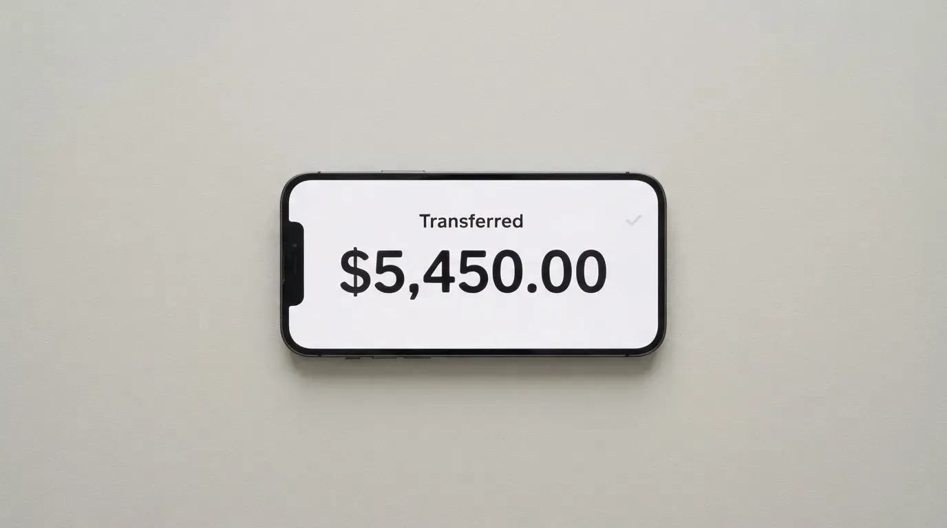 A phone showing a stablecoin transfer screen