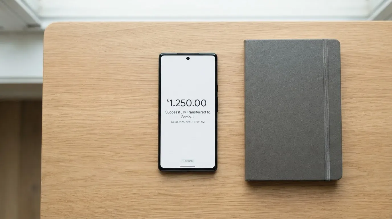 A phone showing a stablecoin transfer screen