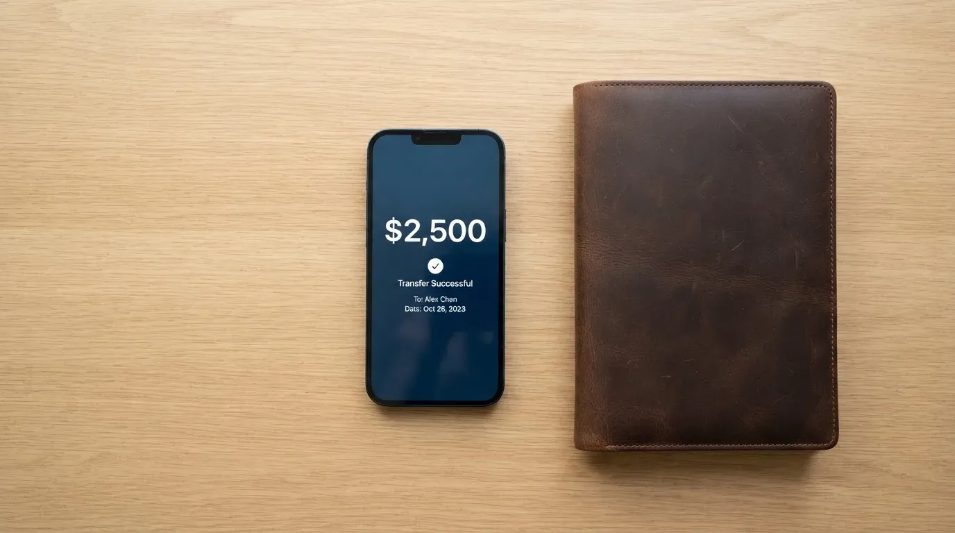 A phone showing a stablecoin transfer screen