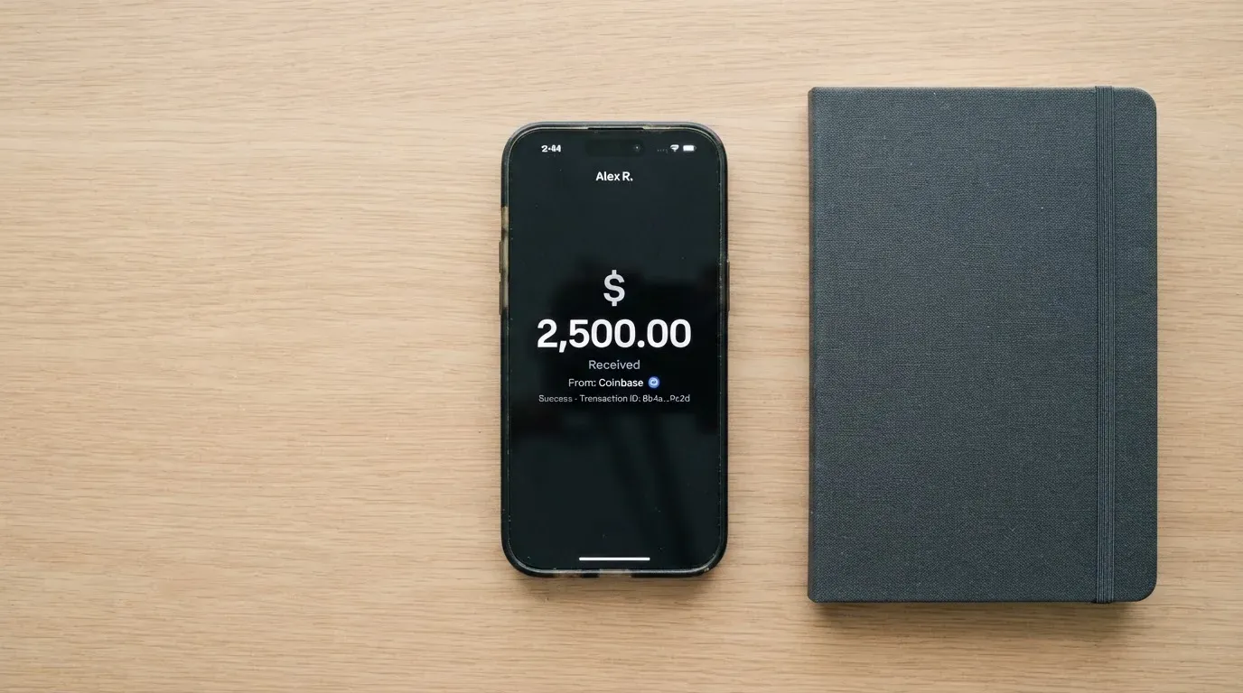 A phone showing a stablecoin transfer screen
