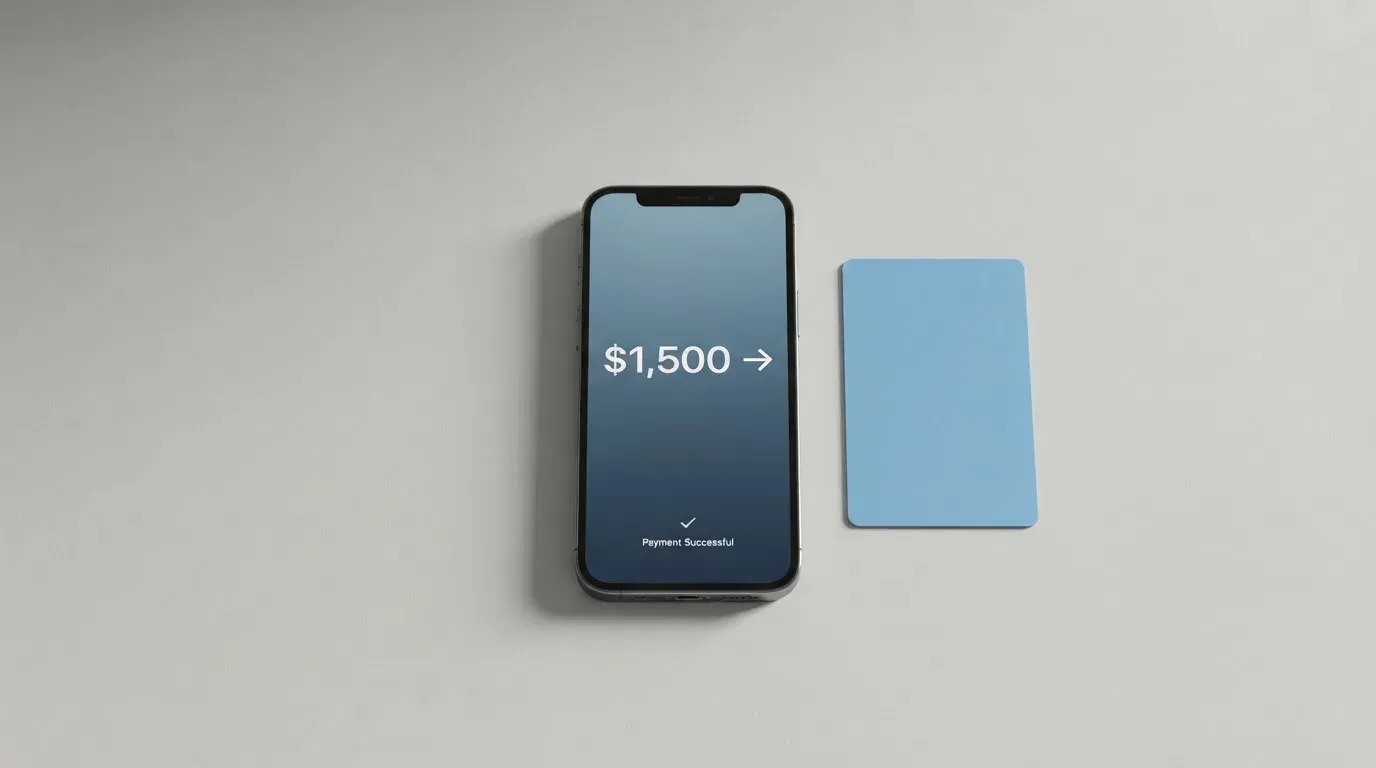 A phone showing a stablecoin transfer screen