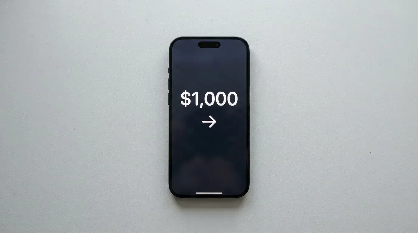 A phone showing a stablecoin transfer screen