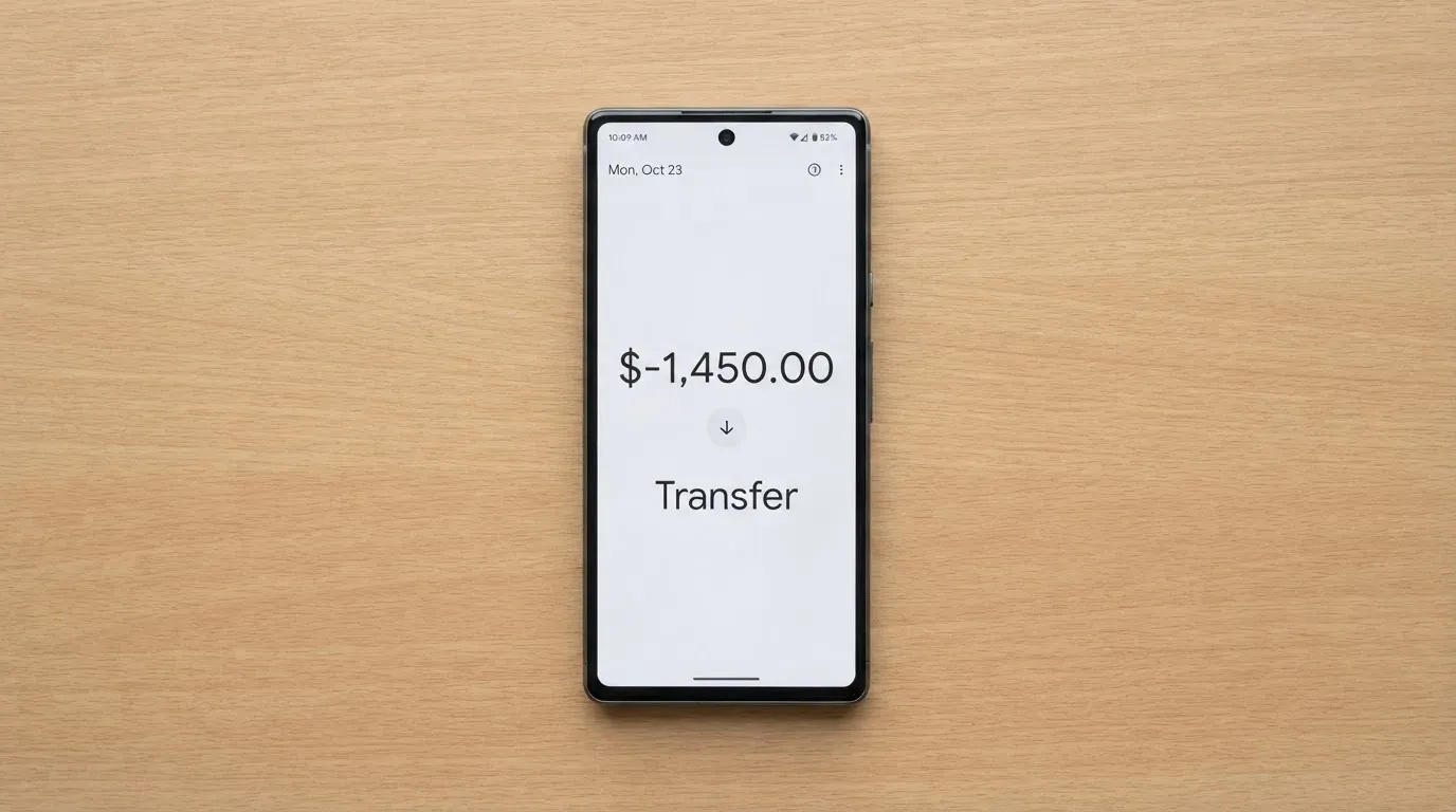 A phone showing a stablecoin transfer screen