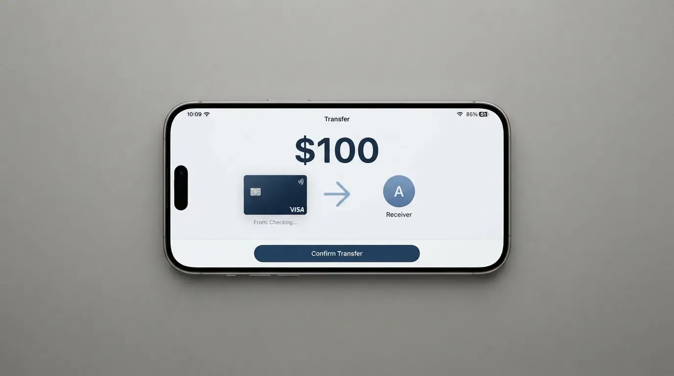A phone showing a stablecoin transfer screen