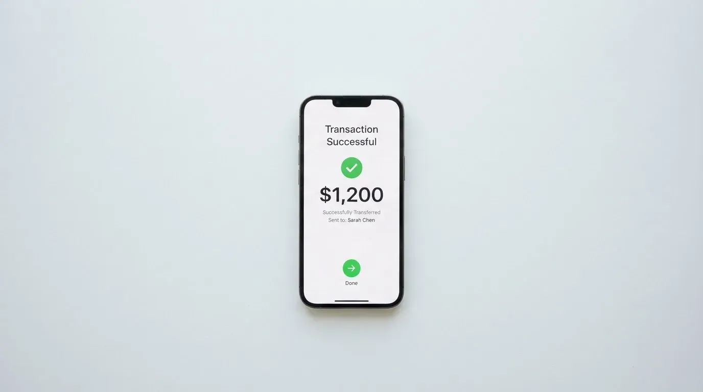 A phone showing a stablecoin transfer screen